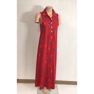 Zip Code Vintage Maxi Dress Fish Print Womens 8